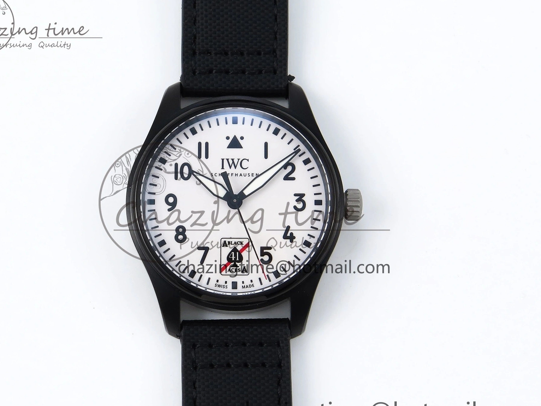 MIROTIME 0118 Pilot Black Ace BLSF 1:1 Best Edition White Lume Dial on Black Nylon Strap MIYOTA OnTrend 7021